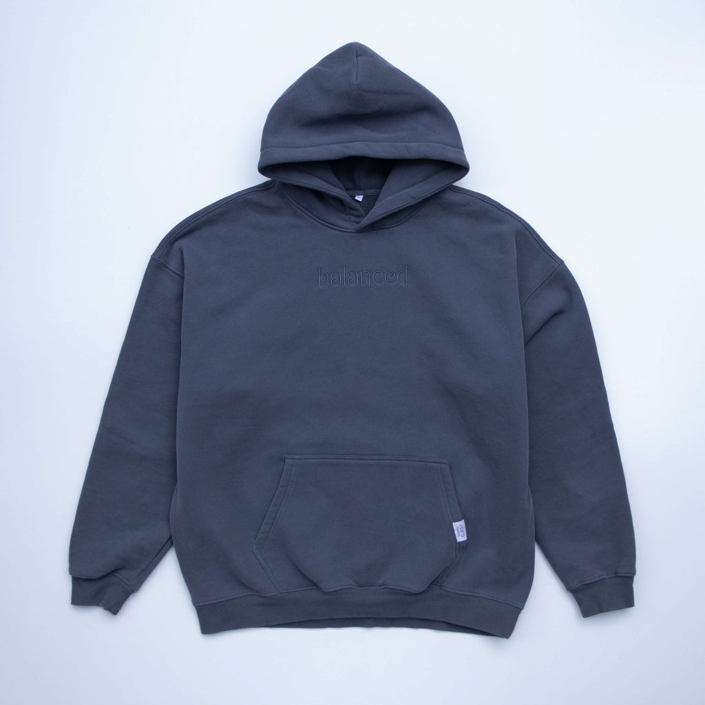 Blue hoodie with Balanced embroidered graphic