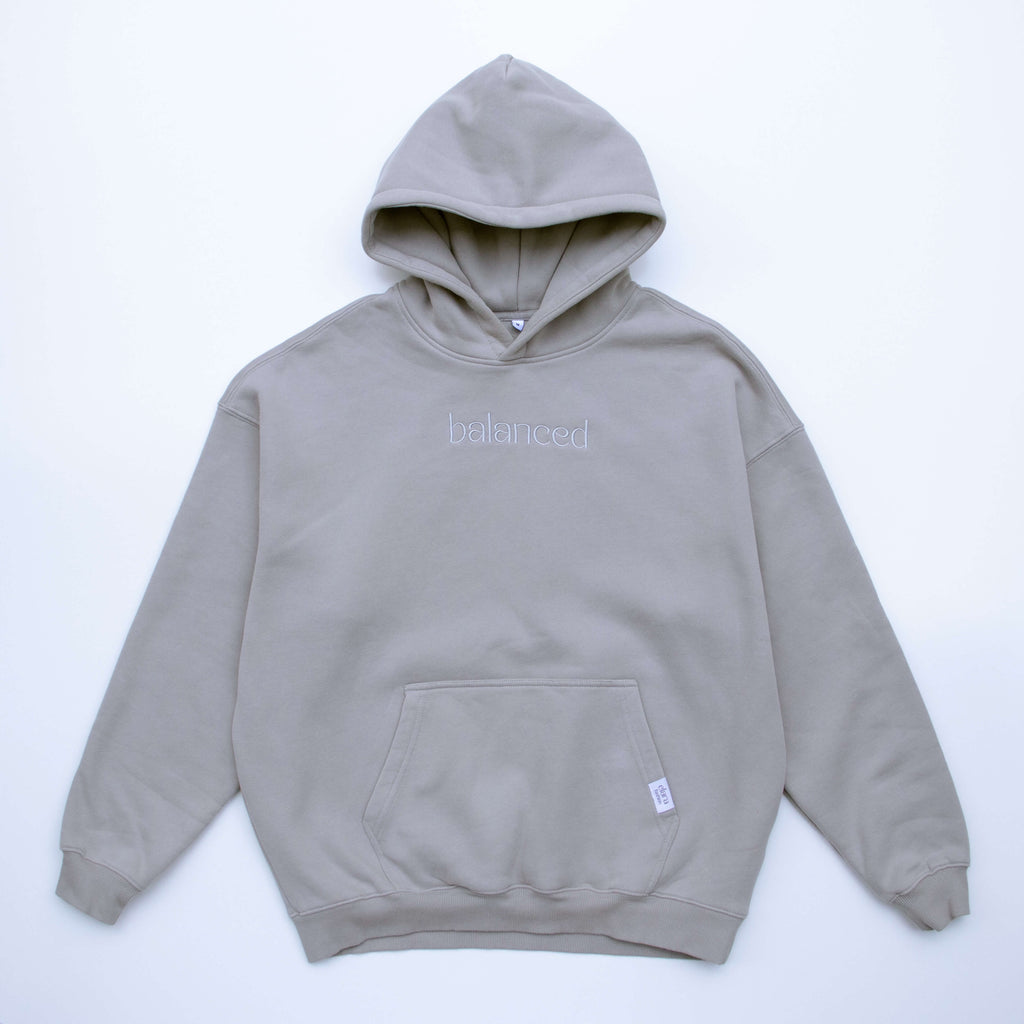 Gray hoodie with Balanced embroidered graphic