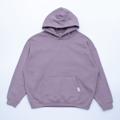 Purple hoodie with Balanced embroidered graphic