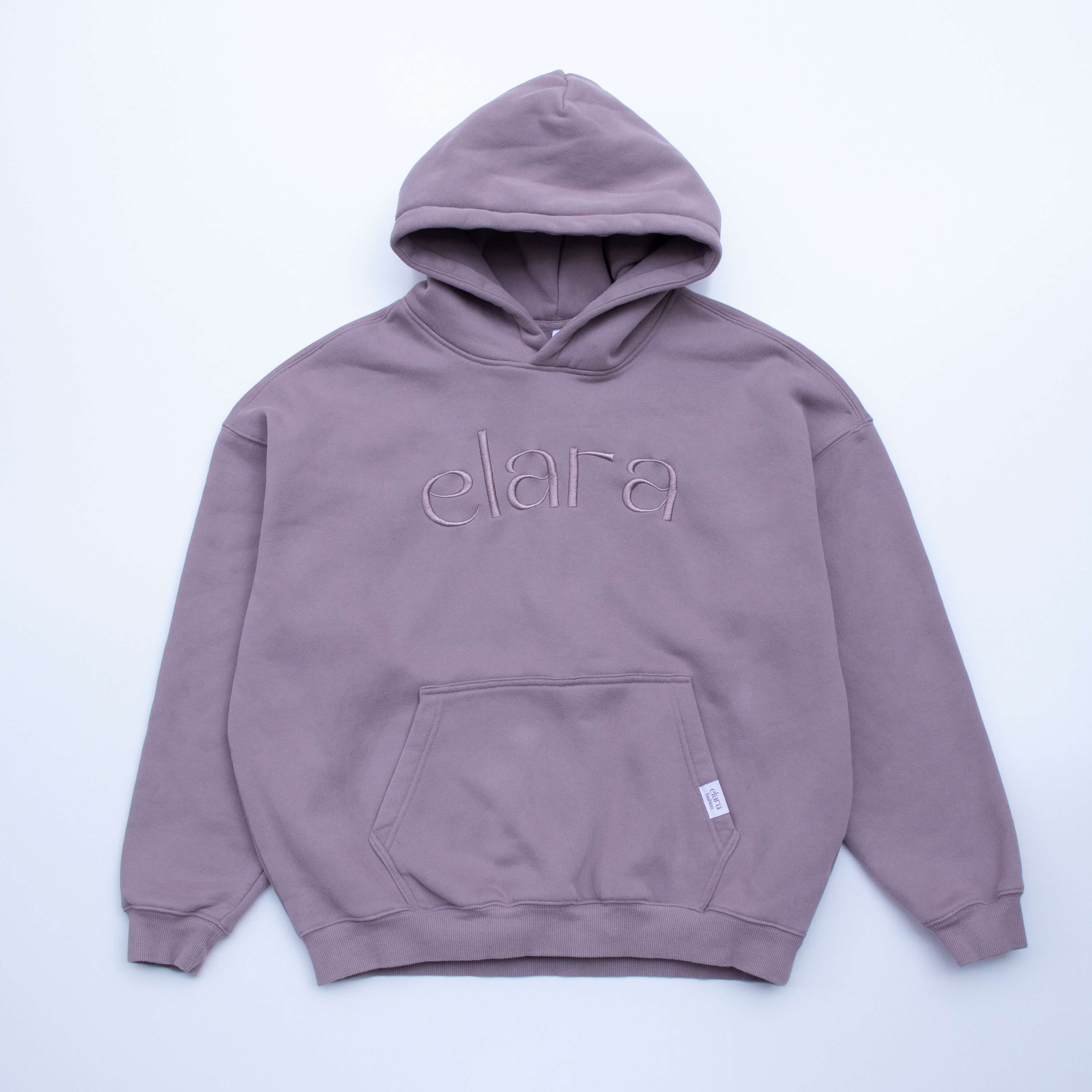 Purple hoodie with Elara embroidered graphic