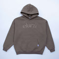 Taupe hoodie with Elara embroidered graphic